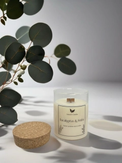 Sójová svíčka s korkem - Eucalyptus & Máta
