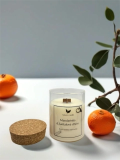 Sójová svíčka s korkem - Mandarinka & Santalové dřevo