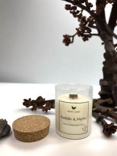 Sójová svíčka s korkem - Kadidlo & Myrha